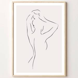 lot 42359 image: Abstract Line Woman Wall Art Canvas Bathroom Line Art Wall Decor Woman Silhouette Poster Abstract Female Art Black and White Line Artwork Woman Line Drawing Prints for Bedroom 16x24inch No Frame