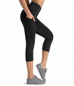 lot 42379 image: Dragon Fit High Waist Yoga Pants Capri with 3 Pockets,Tummy Control Workout Running Capri 4 Way Stretch Yoga Leggings (Small, Capri59N-Black)