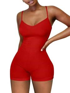 lot 42387 image: XXTAXN Womens Sexy Sleeveless Spaghetti Strap Party Club Short Rompers Jumpsuit Red. Small