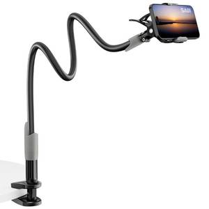 lot 42405 image: SAIJI Gooseneck Bed Phone Holder, Flexible Long Arm Phone Mount for Desk, Clip Bracket Clamp Stand for 4.0-6.5 Mobile Cell Phone Stand Document Camera Nintendo Switch (Black)