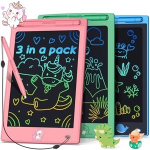 lot 42406 image: FLUESTON LCD Writing Tablet for Kids,Drawing Tablet for Boys Girls 3 4 5 6 7 8 Year,8.8 Inch 3pcs in 1 Pack Drawing Pad Toy Christmas Birthday Gifts for Toddler,Doodle Board Cute Dinosaur Unicorn