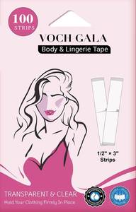 lot 42450 image: VOCH GALA 100 Strips Double Sided Tape for Fashion and Clothes, Waterproof Fashion Clothing Tape, Fabric Tape to Skin, Strong Adhesive Body Tape, Clear Transparent for All Skin Shades