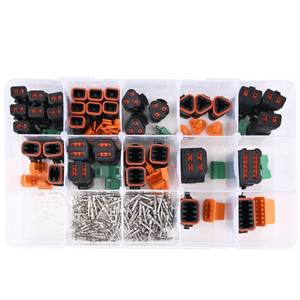 lot 42465 image: JRready ST6274 DT Black Deutsch Connector Kit, 2 3 4 6 8 and 12 Pin DT E005 Waterproof Connector with Stamped Formed Contacts 14-18AWG