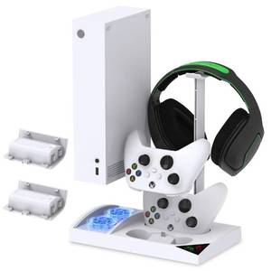 lot 42467 image: Cooling Fan Stand Compatible with Xbox Series S with 1400mAh Rechargeable Battery Pack, YUANHOT Vertical Charging Station Dock Accessories with Controller Charger Port & Cooler System for XSS - White