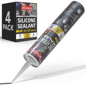 lot 42474 image: XFasten Silicone Sealant Waterproof Black Cartridge, 10.1 oz (4-Pack) Black Caulking Silicone Adhesive Sealant Cartridge for RV, General Use, Window, Door, Glass, Automotive Leak Sealing