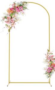 lot 42477 image: 6.6 FT Wedding Arch Backdrop Stand Gold Metal Chiara Backdrop Stand for Wedding Ceremony Birthday Party Bridal Baby Shower Photo Booth Garden Floral Balloon Arch Decoration