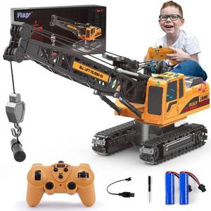 lot 42482 image: FUUY Construction Toys for 3 Year Old Kids, RC Crane Toy Truck for Boys with 8-Channel Function and Realistic Lights Remote Control Construction Vehicles Building Toy for Birthday Party Supplies Gift