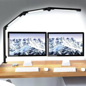 lot 42484 image: vimeepro LED Desk Lamp with Clamp Flexible 4 sections Swing Arm Three light sources desk light, 4 Color Modes & 5 Brightness, Eye Caring Led table light with Memory Function for table lamps for office