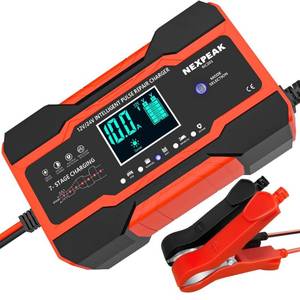 lot 42494 image: NEXPEAK 10-Amp Smart Fully Automatic Battery Charger, 12V and 24V, Maintainer Trickle Charger wTemperature Compensation for Car Truck Motorcycle Lawn Mower Boat Marine Lead Acid Batteries��