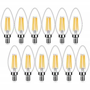 lot 42510 image: 12-Pack Dimmable E12 LED Candelabra Bulbs 40Watt Equivalent, 2700K Warm White, 450Lumens, 4W B11 Vintage Chandelier Light Bulbs, LED Filament Clear Glass Candle Lamp for Ceiling Fan Home Decor1