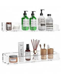 lot 42516 image: KSacry Acrylic Floating Shelves 2 PCS, 15 Acrylic Shelves for Wall, Waterproof Acrylic Shower Shelves for Bathroom, Kids Bookshelf for Display,Wall Mounted for Bedroom, Living Room,Kitchen