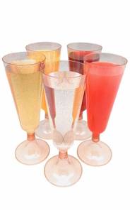 lot 42520 image: Oojami 70pc Glitter Plastic Classicware Glass Like Champagne Wedding Parties Toasting Flutes Party Cocktail Cups (Rose Gold Glitter)