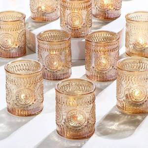 lot 42524 image: DEVI 24pcs Gold Glass Votive Candle Holders, Wedding Decorations, Gold Centerpieces for Tables, Bridal Shower Fall Party Home Table Decor