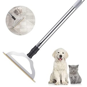 lot 42539 image: 47�� Adjustable Long Handle Carpet Rake Pet Hair Remover, Reusable Large Metal Lint Remover Brush for Embedded Fur Removal from Low Pile Rugs Stairs, Carpet Brush Scraper Dog Cat Hair Remover Broom