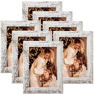 lot 42545 image: PETAFLOP 5x7 Picture Frame Set of 7, Distressd Rustic Frames Display 5 by 7 Inch Photo for Wall or Tabletop