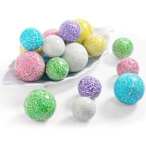 lot 42546 image: Umigy 18 Pcs Mosaic Orbs Decorative Ball Set, 3.22.4 Inch Centerpiece Glass Sphere Balls Mirror Glass Solid Ball Decorative Bowls Vases Fillers for Christmas Wedding Table Decor (Fresh Colors)