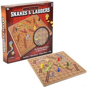 lot 42561 image: The Dreidel Company Classic Wooden Board Games, Great for Prizes, 10 (10 Wooden Snakes & Ladders)