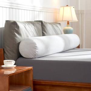 lot 42566 image: SyMax Twin Size(7.8x38.9) Bed Round Pillow with Shredded Memory Foam, Headboard Pillow with Washable Short Plush Cover, Filled The Gap (0-7.8) Between Headboard and Mattress