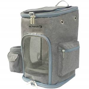 lot 42570 image: Mr. Peanuts Backpack Pet Carrier, Soft Sided Tote for Smaller Cats & Dogs, Check Sizing Before Purchase, Self Locking Zippers & Faux Fleece Padding (Platinum Gray)