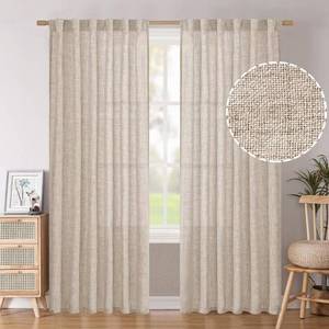 lot 42571 image: BGment Linen Curtains 84 Inch Length 2 Panels Set for Living Room, Back Tab Textured Window Drapes Light Filtering for Farmhouse Bedroom Privacy, 52 Inch Wide Each Panel, Linen Color