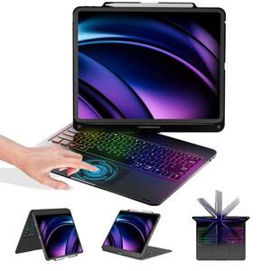 lot 42580 image: iPad Pro 12.9 inch 6th Generation 2022 Case with Keyboard and Touchpad, Compatible with iPad Pro 12.9-inch 5th Gen 20214th Gen 20203rd Gen 2018, Rainbow Backlits & Apple Pencil Charging - Black