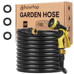 lot 42588 image: Expandable Garden Hose,New Upgrade Water Hose with Lightweight Rubber Fabric and Triple Layer Latex Core, 34 Solid Brass Fittings, No-Kink, Retractable Flexible Hose with Spray Nozzle (100FT, Black)