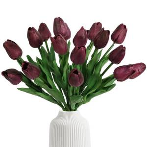 lot 42593 image: IPOPU Pink Tulips Artificial Flowers 30PCS Tulips Pink Flowers Real Touch Pink Fake Flowers for Home Decoration Wedding Bouquet Party Baby Shower Centerpieces Decor (Pink)