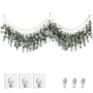lot 42599 image: Eucalyptus Wall Decor Boho Wall Decor Long Hanging Artificial Eucalyptus Strand 5.6 Feet Fake Plant Leaves Decoration for Bedroom (Brown String)