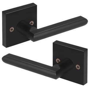 lot 42606 image: HOSOM Dummy Door Handles, Heavy Duty Decorative Single Side Non-Turning Square Lever Set for Closet or French Doors, Easy Installation, Pull Only, Matte Black, 2 Pack