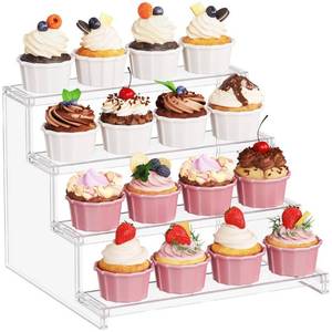 lot 42616 image: Lifewit 4 tier Clear Cupcake Stand, Display Shelf for Cupcake, Desserts, Figurines, Display Risers Stand for Holiday, Birthday, Wedding Party Decor,1-Pack,12inch