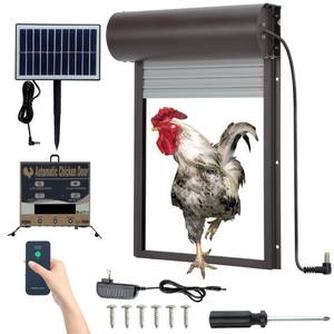 lot 42629 image: Automatic Chicken Coop Door Solar Powered, Larger Than nomal, Opener with Timer & Light Control, Chicken Coop Doors Automatic Solar with Battery Large Metal Roller Shutter Door