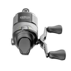 lot 42636 image: Zebco Omega Pro Spincast Fishing Reel, Size 20 Reel, Dual Ceramic Pick-up Pins, Solid-Brass Pinion Gear, GlideLine ll Line Retrieval System, Pre-Spooled with 6-Pound Fishing Line, Braid Ready, Black