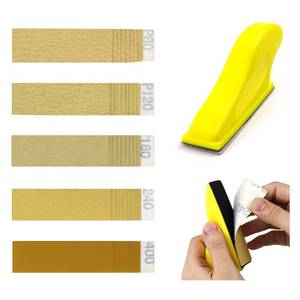 lot 42639 image: POLIWELL Micro Sander Kit 3.5 x 1 Mini Sander for Small Projects, Detail Handle Sanding Tools  Sandpaper 80 120 180 240 400 Grit for DIY Crafts Wood Finishing Tight Narrow Spaces Polishing, 50 PCS