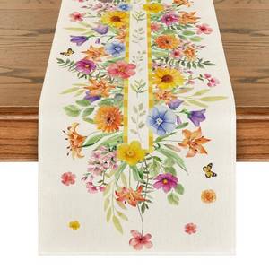 lot 42643 image: Artoid Mode Orange Flower Floral Summer Table Runner, Seasonal Spring Kitchen Dining Table Decoration for Home Party Decor 13x72 Inch