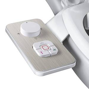 lot 42652 image: SAMODRA Bidet Attachment, Non-Electric Cold Water Bidet Toilet Seat Attachment with Pressure Controls, Retractable Self-Cleaning Dual Nozzles for Frontal & Rear Wash - Brushed Nickel