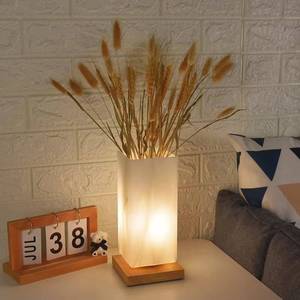 lot 42654 image: Floresita Vase Lamp Table Lamp USB Charge Flower Lamp Vase Table Lamp Dimmable Bedside Lamp Frosted Glass Shade with Wood Base for Bedroom Living Room Office Desk