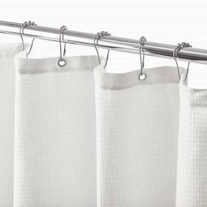 lot 42661 image: mDesign Waffle Knit Shower Curtain - Long Cotton Blend Bathroom Shower Curtain - Spa Quality, Luxury, Solid Color Cloth Shower Curtains for Bathroom - Hyde Collection, 72 x 84, Stone White