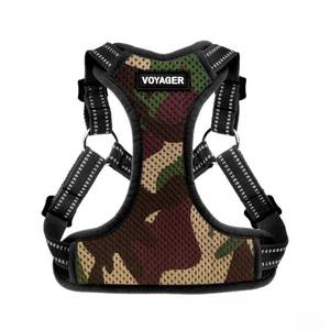 lot 42679 image: Best Pet Supplies Voyager Adjustable Dog Harness with Reflective Stripes for Walking, Jogging, Heavy-Duty Full Body No Pull Vest with Leash D-Ring, Breathable All-Weather - ArmyBlack Trim, S