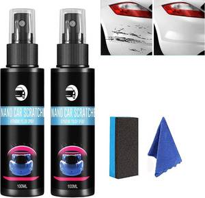 lot 42681 image: Nano Spray for car Scratch Repair,High Protection Three in one,Nano Auto Scratch Repair Spray,High Protection Quick Coating Spray (2  100ml)  Towel  Sponge