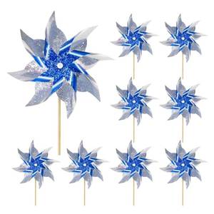 lot 42694 image: 10 Pack Reflective Pinwheels for Yard and Garden, Wind Spinners Outdoor Bird Scare Devices, Sparkly Windmills for Garden Decor Scare Birds Away Garden Wind Spinners for Outside Patio Garden