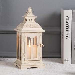 lot 42699 image: DECORKEY Candle Lantern Decorative, Medium Hanging Home Decor, Vintage Metal Decorative Candle Lanterns for Outdoor Patio Wedding Party Beige with Copper Brush