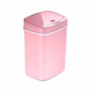 lot 42704 image: Ninestars DZT-12-5PK Bedroom or Bathroom Automatic Touchless Infrared Motion Sensor Trash Can, ABS Plastic (Rectangular, Pink) Trashcan, 3 Gal 1 Count (Pack of 1)