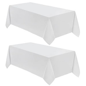lot 42721 image: VidaFete 2 Pack 90132inch Rectangle Tablecloth Polyester Table Cloth, Stain Resistant and Wrinkle Polyester Dining Table Cover for Kitchen Dinning Party Wedding Rectangular Tabletop Decoration(White)