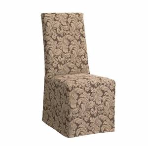 lot 42723 image: SureFit Scroll Long Dining Chair Slipcover (Brown) - Full Length Relaxed Fit High Back Chair CoverPerfect for Adding Accents to Your Dining Room