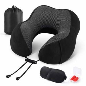 lot 42733 image: Emgthe Travel Pillow 100% Memory Foam Pillow, Neck Pillow for Airplane, Neck & Head Support Pillow for Sleeping Rest & Car, Travel Pillows Kit with Storage Bag, Sleep Mask and Earplugs Black
