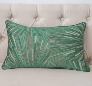 lot 42737 image: YONGLIU Luxury Jacquard Throw Pillow Cover Lumbar Satin Modern Cushion Case Decorative Pillowcase Geometric Sunburst Pattern Shams for Sofa Car Couch Living Room Bedroom Patio(Dark Green,12x20 inch)