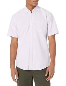 lot 42743 image: Amazon Essentials Mens Regular-Fit Short-Sleeve Pocket Oxford Shirt, Lavender, Large