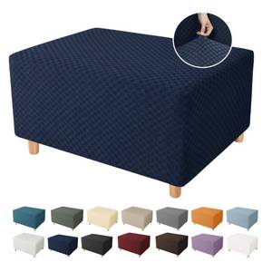 lot 42747 image: YEMYHOM Ottoman Cover Latest Jacquard Design High Stretch Folding Storage Footstool Protector Rectangle Removable Slipcover (Ottoman Large, Navy)