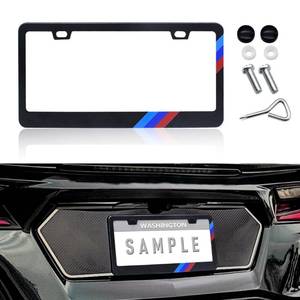 lot 42749 image: Matte License Plate Frames for BMW Aluminum Alloy 3 Color License Plate Cover Holder fits for All BMW License Plates Sports Logo Universal License Plate Covers Accessories for Front and Rear Car Tags