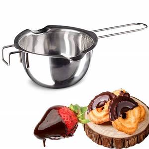 lot 42773 image: Stainless Steel Double Boiler Pot Chocolate Melting Pot for Melting Chocolate, Butter, Cheese, Candle and Wax Making Kit Double Spouts with Capacity of 400ml